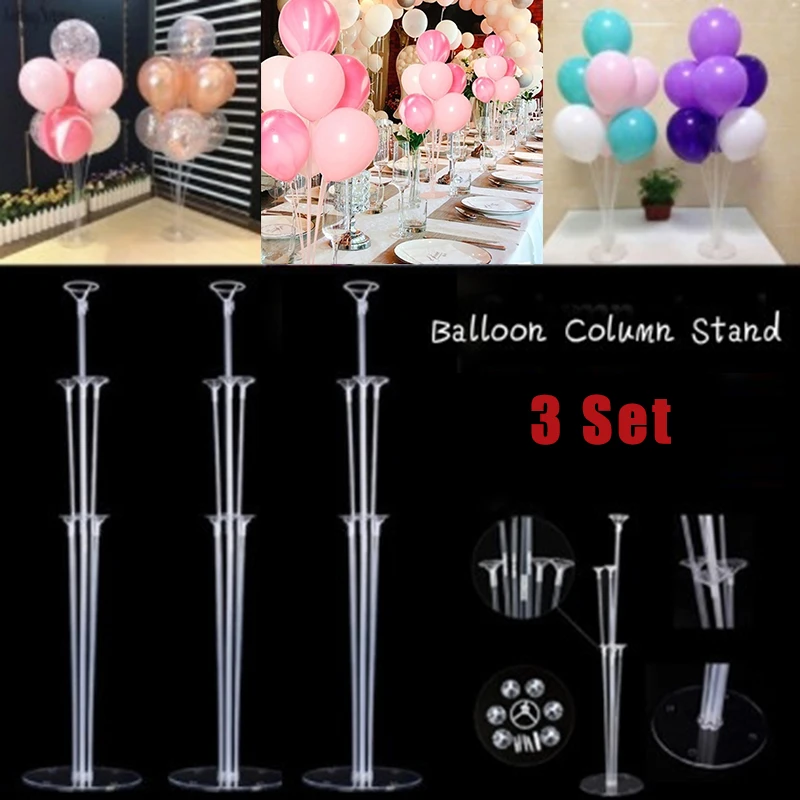 

3Set Stick Balloon Column Stand Balloon Base Holder Clear Plastic Balloon Stick Kids Birthday Party Wedding Supplies Accessories