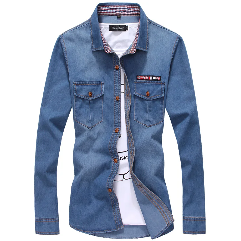 Mens Blue Denim Shirt 2020 New Spring Men Cotton Casual Slim Shirts Good Quality Male Long Sleeve Jean Shirts Mens Blue Denim Shirt 2020 New Spring Men Cotton Casual Slim Shirts Good Quality Male Long Sleeve Jean Shirts