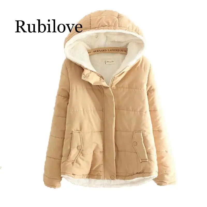 

Rubilove 2019 Women's Winter Jacket New Thick Lambs Hooded Coat Jacket Women Plus Cashmere Students Cotton Coat Jacket