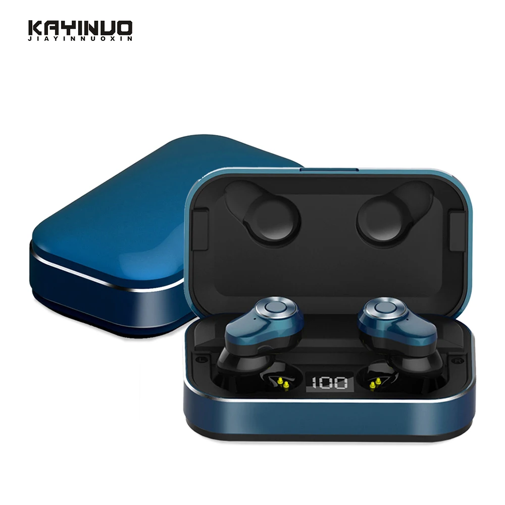 

KAYINUO TWS wireless bluetooth earphone 5.0 metal battery compartment LED digital display wireless headset with microphone sport