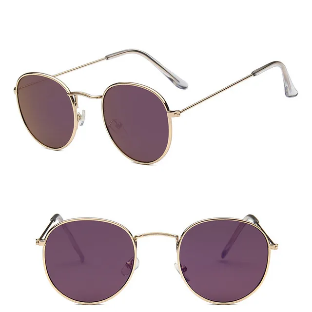LeonLion 2021 Fashion Retro Sunglasses Men Round Vintage Glasses for Men/Women Luxury Sunglasses Men Small Lunette Soleil Homme GoldPurple