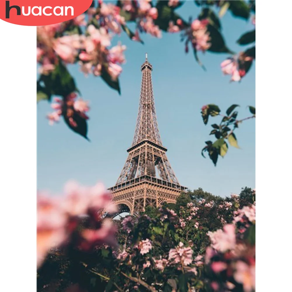 

HUACAN Diamond Painting Tower Landscape Cross Stitch Kit Full Square Drill Embroidery Beaded Mosaic Rhinestones Picture