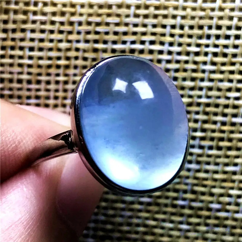 

Top Natural Aquamarine Ring Jewelry For Women Lady Man Crystal Love Gift Silver Clear 16x13mm Beads Stone Adjustable Ring AAAAA