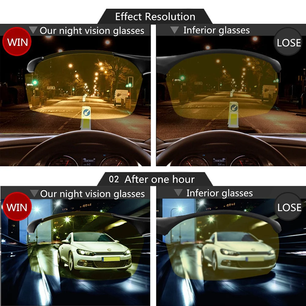Автомобильные очки ночного видения, антибликовые очки ночного видения, очки для вождения, поляризационные очки, светильник, защита UV400, очки для вождения