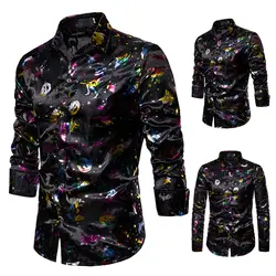 Мужская рубашка 2019 Осень Новая мода 3D печать Декорации для хелоуин вечеринки Клубная рубашка мужская Camisa мужская рубашка с длинными