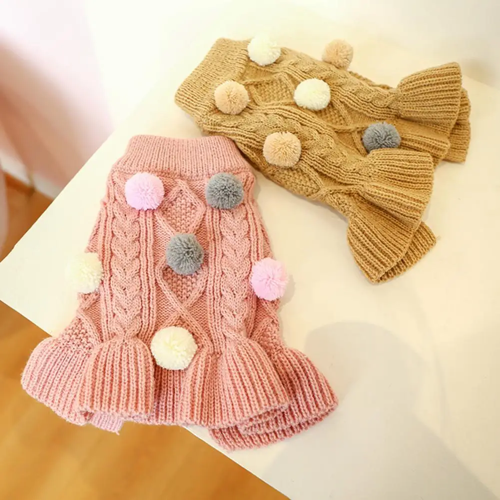 Pet Clothing Stylish Pet Winter Sweater Dress Casual Dog Skirt Elastic for Autumn