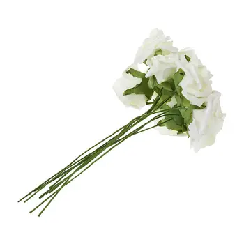 

New Ivory Artificial Foam Rose Bouquet 10 PE Floral Flowers Bridal Wedding Decor 7cm