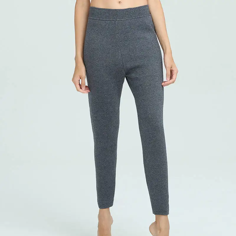 Women Mid-grey Женские брюки кашемировые и шерстяные вязаные леггинсы новые зимние плотные длинные брюки 3 цвета женские брюки с подкладкой - Цвет: Women Mid-grey