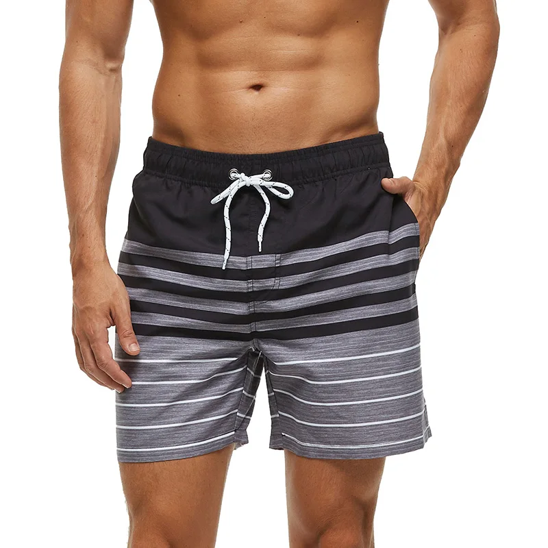 Black Stripe DATIFER ES2W мужские пляжные шорты, быстросохнущие спортивные шорты с цветочным принтом размера плюс, пляжная одежда, мужские плавки, шорты для серфинга - Цвет: Black Stripe