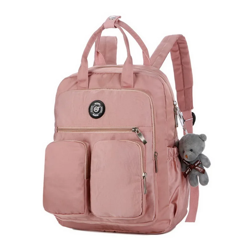 PUIMENTIUA Модный женский рюкзак Водонепроницаемый нейлон мягкая ручка твердый дорожный с молнией Sac Dos школьные сумки Mochila Feminina - Цвет: pink