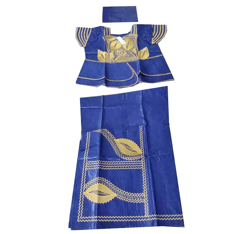 MD традиционная африканская одежда костюм вышивка Дашики Топы Базен riche юбка комплект Южная Африка одежда - Цвет: Синий