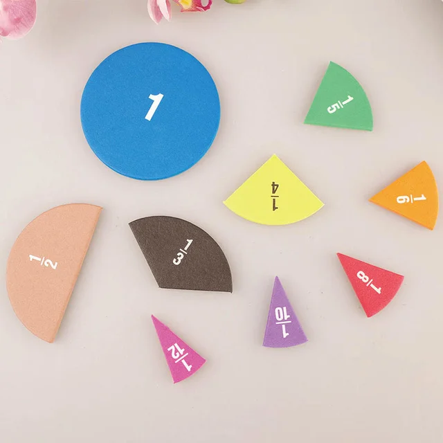 51Pcs Fractions Math Teaching Tool EVA Round Shape Instrument Kids Montessori Early Educational Math Development STEM Toy Gifts 5