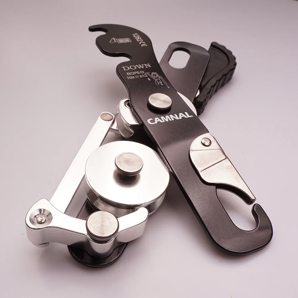 

Rock Climbing Stop Descender Rappelling Anti-Panic Belay Devices For 10-12mm Rope Rescue Equipment Hand Control Gear