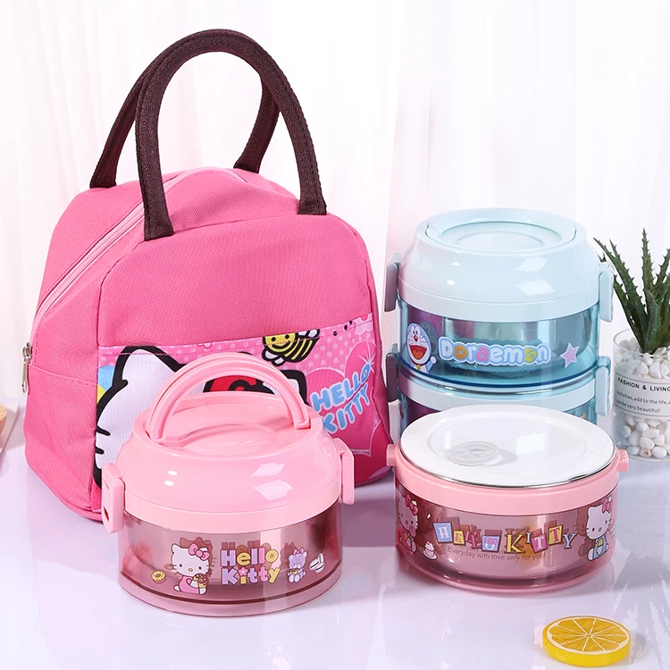 Мультфильм KT Doraemon Мелодия Человек-паук автомобиль SUS304 Bento коробка фрукты контейнер для еды и обедов с ложкой