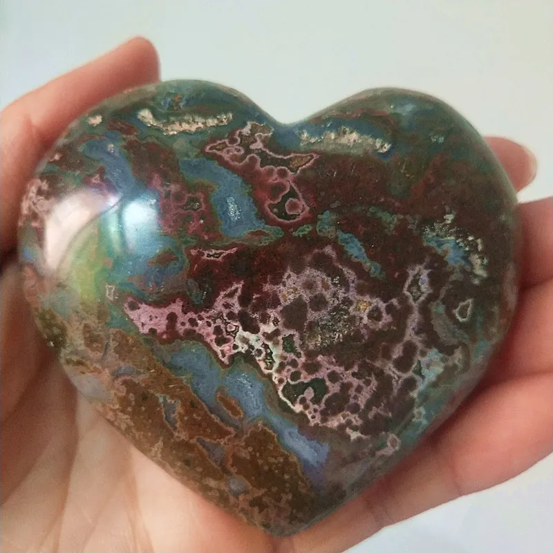 Natural sea jasper stone sea gem heart crystal stone mineral specimen crystal ston