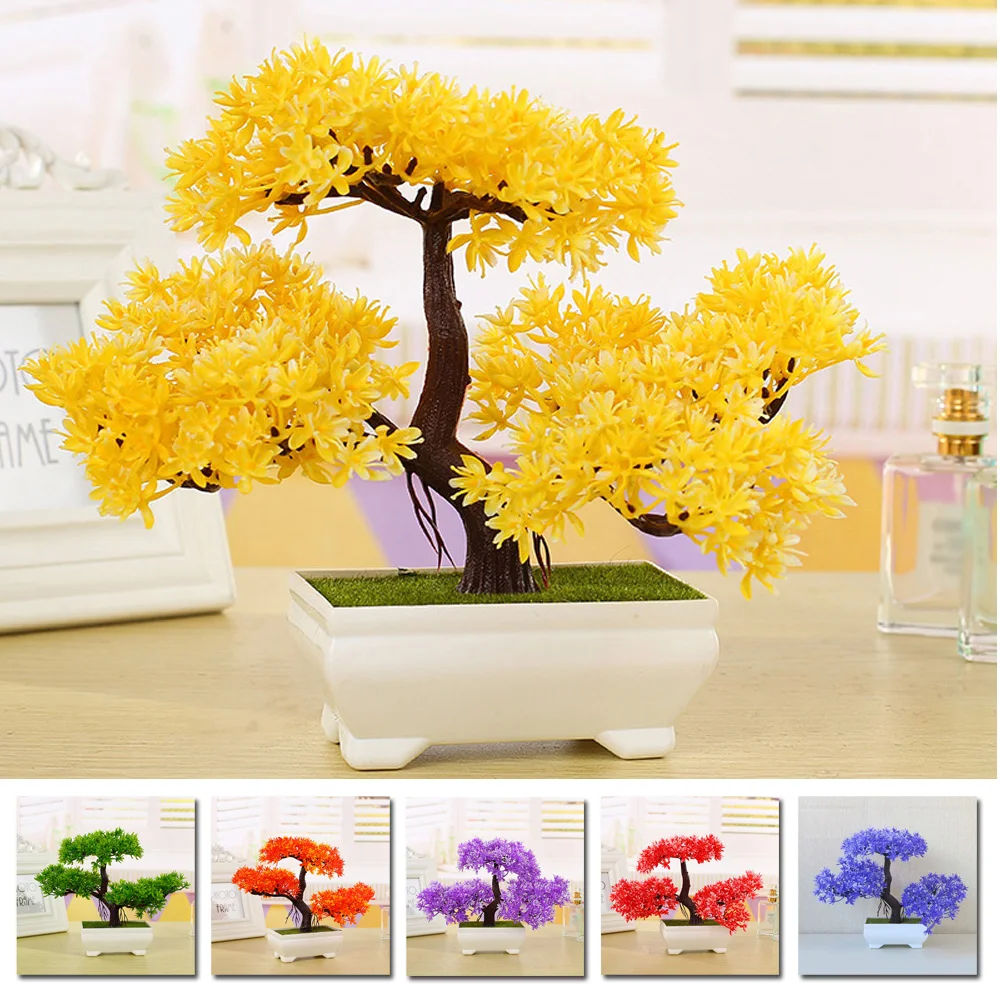 Fake Artificial Green Plant Bonsai Potted Simulated Pine Tree Home Decoration