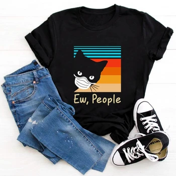 

Ew People Shirt Unisex Womans Tee Hipster Shirts Funny Cats Mask Print Famale Tees Summer Graphic Harajuku Tshirt Dropshipping