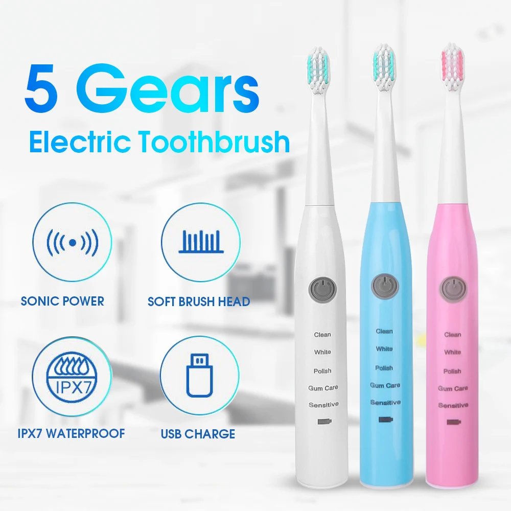 Powerful Ultrasonic Sonic Electric Toothbrush USB Charge Rechargeable Tooth Brushes Washable Electronic Whitening Teeth Brush Powerful Ultrasonic Sonic Electric Toothbrush USB Charge Rechargeable Tooth Brushes Washable Electronic Whitening Teeth Brush