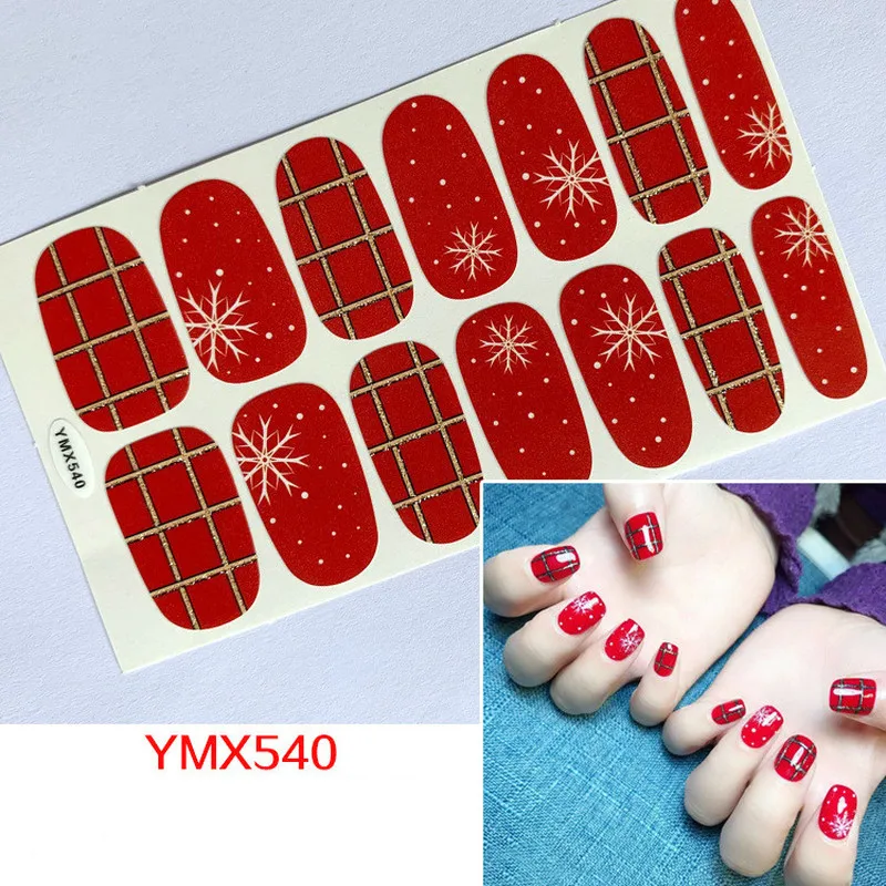 Lamemoria14tips/Christmas Nail Sticker Autumn and Winter Classic Nail Snowflake Self-adhesive 3D Hot Press Nail Sticker
