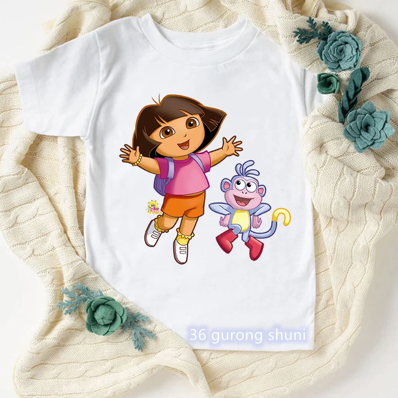 Camiseta con estampado gráfico de Dora Explorer ropa de estética vogue, camisetas de verano, novedad - AliExpress Madre y niños
