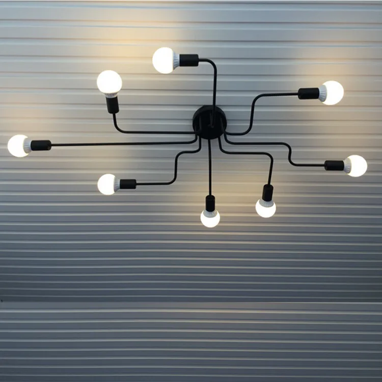 

Multiple Rod Wrought Iron Ceiling Light Retro Industrial Loft Nordic Dome Lamp for Home Decor Dinning Cafe Bar