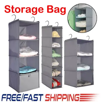

Hanging Wardrobe Organizer Storage Bag Closet Shelf Cloth Hanger Rack Container