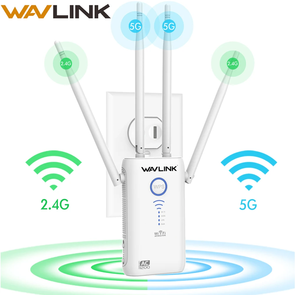 Wavlink гигабит высокой мощности двухдиапазонный AC1200 беспроводной Wifi AP/Range удлинитель/маршрутизатор с 4* 5dBi с высоким коэффициентом усиления антенны широкий охват