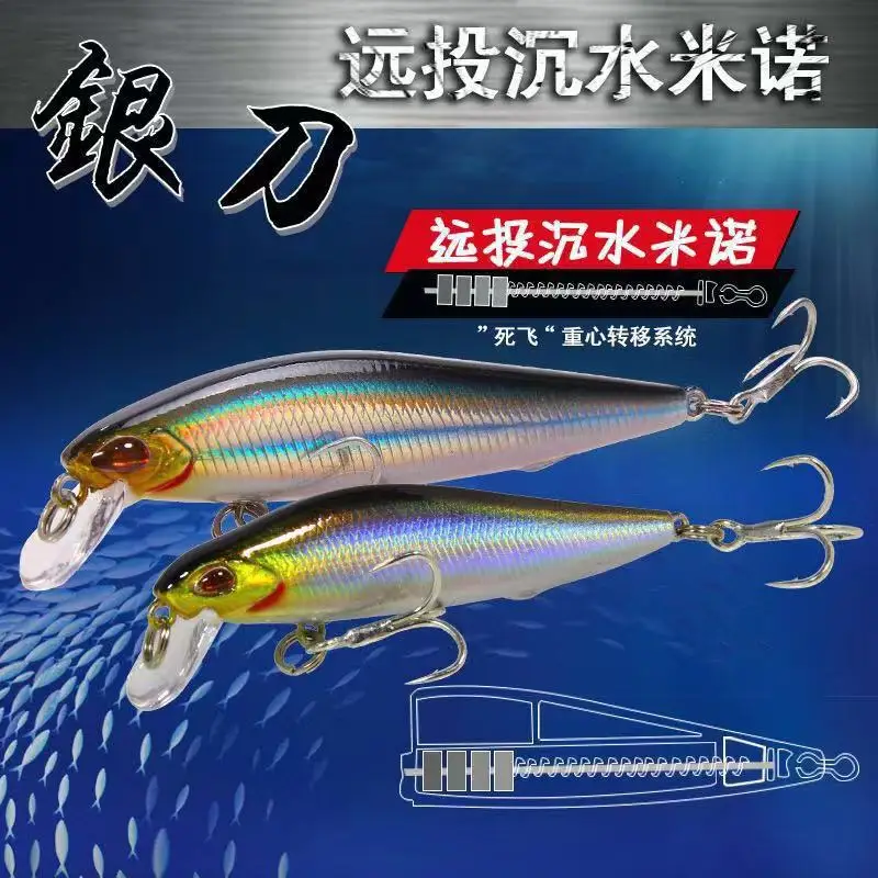 Fishing Lure hard bait minnow 80mm 10g 65mm 7g sinking long casting shovel Red-tailed squid yindao