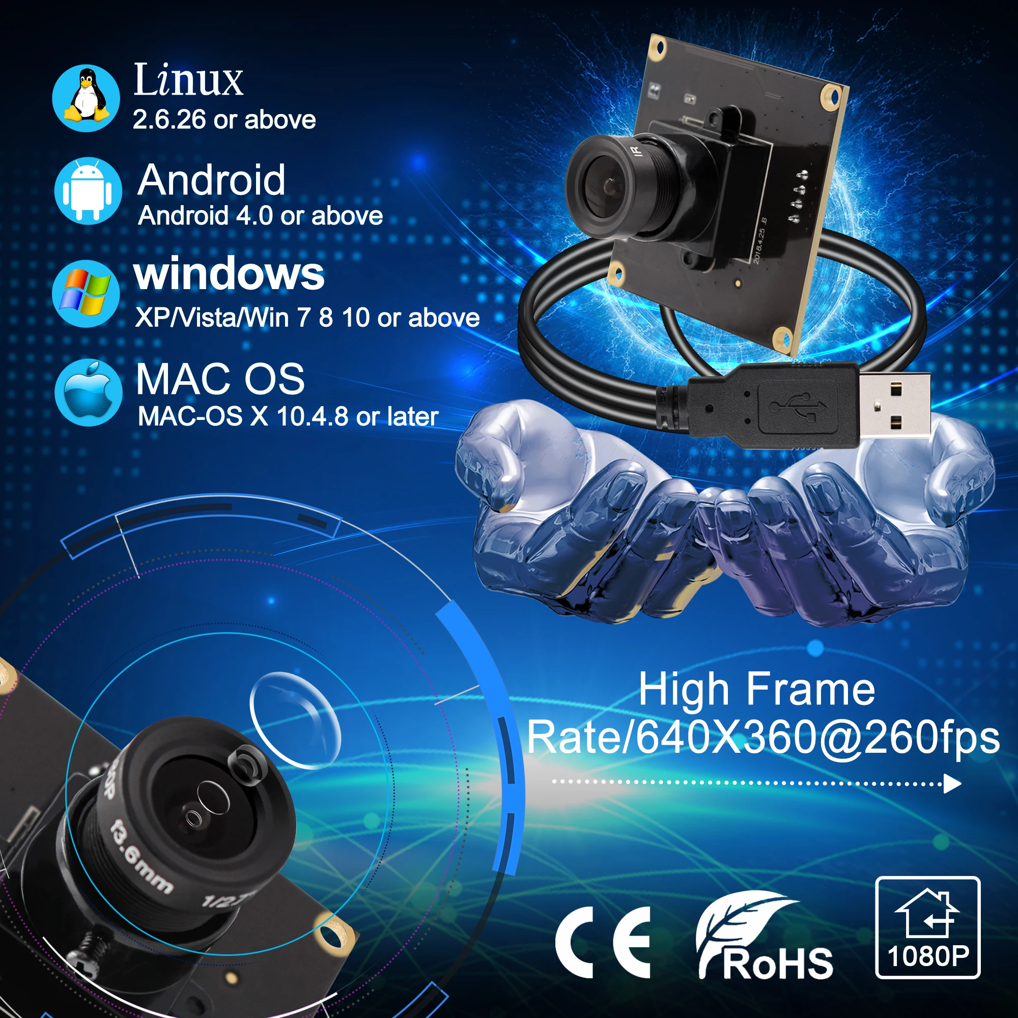 1080P 60fps Модуль камеры CMOS OV4689 Full HD Usb плата для мини-камеры Windows Android Linux MAC USB веб-камера