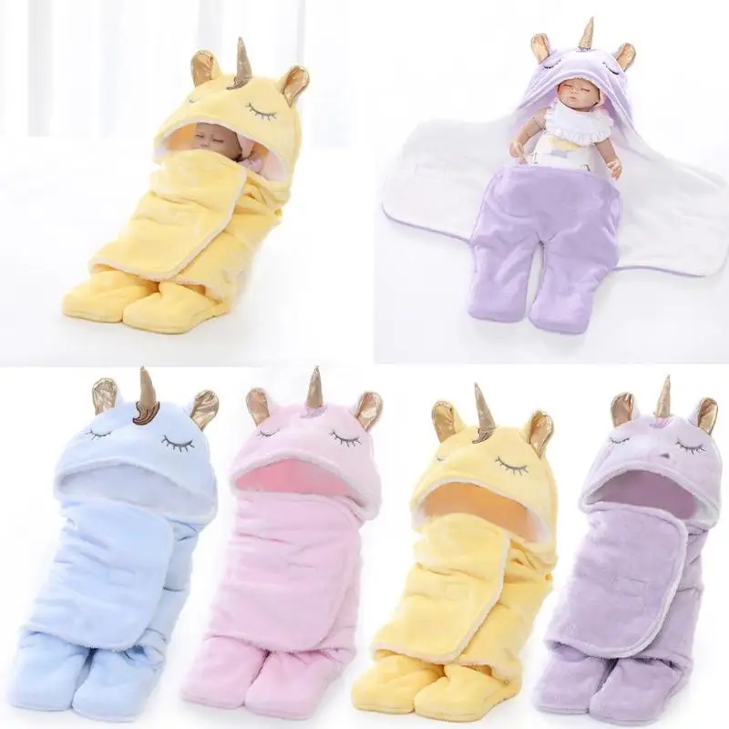 

Newborn Baby Sleeping Bag Coral Velvet Swaddle Wrap Blanket Cartoon Infant Sleeping Bag Strollers Bed Blanket Swaddle
