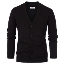 PJ мужские v-образным вырезом Шаль Воротник Кнопка вниз трикотаж повседневное бизнес пальто кардиган