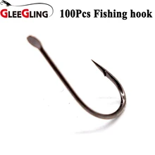 GLEEGLING 100 шт. рыболовные крючки из высокоуглеродистой стали 1#-10# кривошипный крючок Приманка червь Pesca для мягкой приманки снасти рыболовные аксессуары