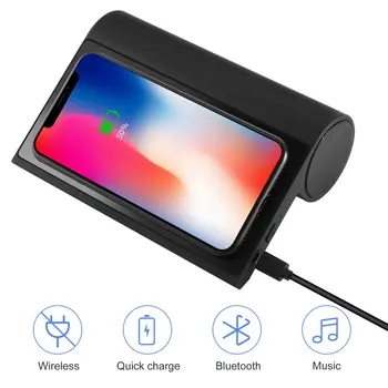

BSHAK A19 Portable USB Wireless Charging Speaker Bluetooth 4.0 with Microphone Fast Charge Dual Speakers for Smart Phone