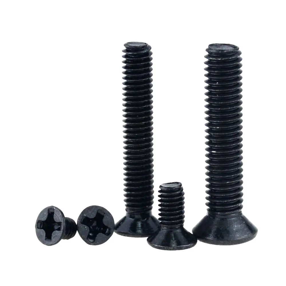 30PCS M4*5 6 8 10 12 14 16 18 20 22 25 30 35 40 Black Carbon Steel Cross Phillips Flat Countersunk Head Screw Bolt M4x5 M4x40 |
