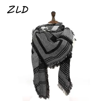 

ZLD scarf spring winter women scarves plaid warm wool scarves shawls luxury brand ladys bandana wraps140*140cm plaid scarf