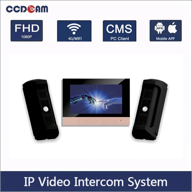 $US $129.00 1 IP Video Intercom indoor  master station  +  2  IP Video Intercom WaterProof Vandal-Resistant Door Bell Station  Intercom Kit
