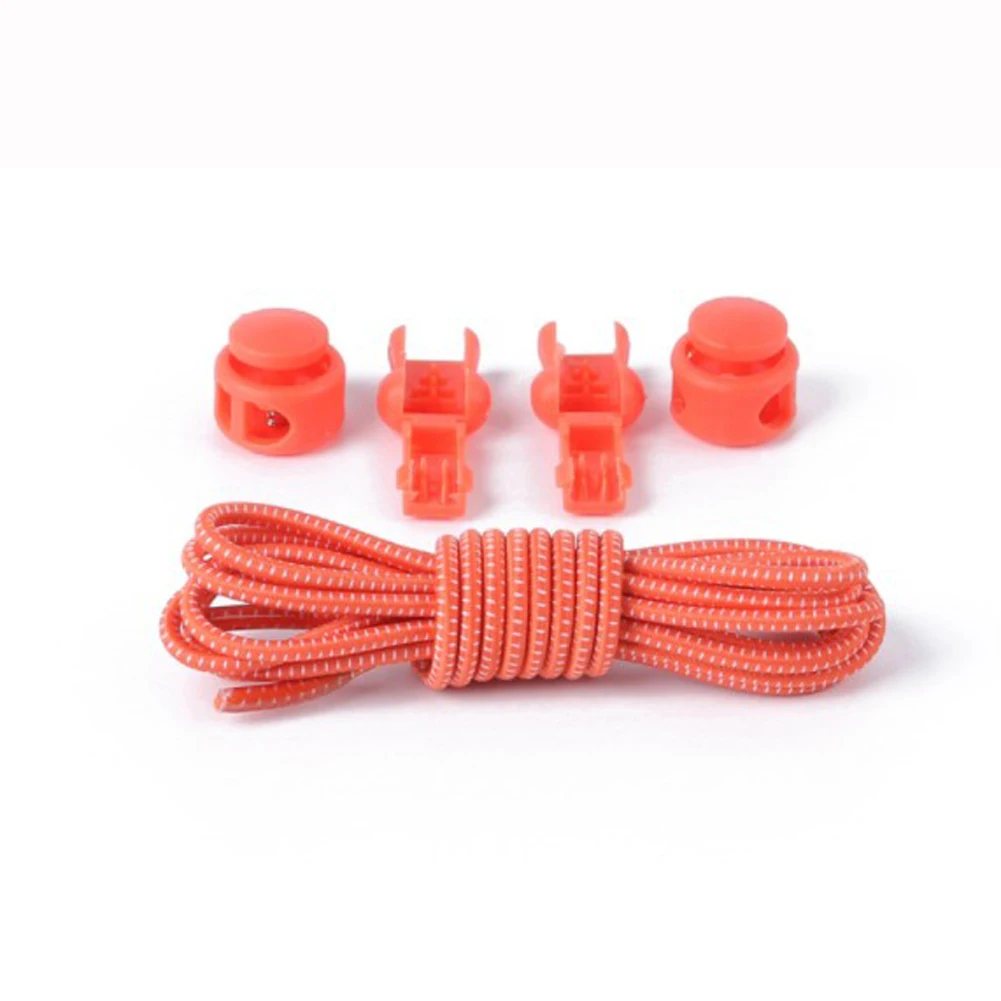 Растягивающийся замок кружева 24 цвета пара фиксирующий башмак шнурки эластичные шнурки для кроссовок шнурки для бега/триатлона - Цвет: orange white