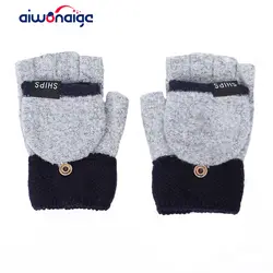 2019 модные пушистые женские зимние перчатки без пальцев удобные дизайнерские Симпатичные ярлык с буквами маленькие перчатки