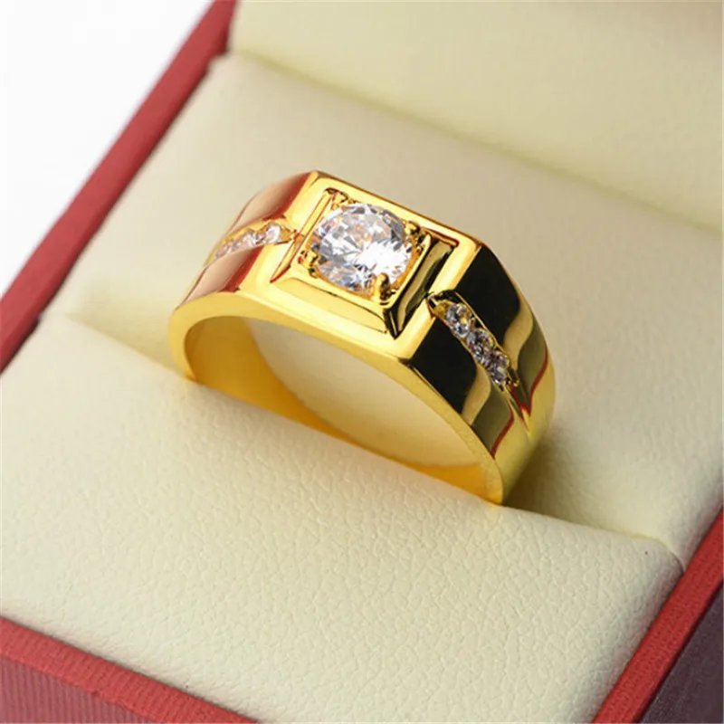 

Bling Cubic Zircon Wedding Rings for Couple Gold Titanium Stainless Steel Romantic Anniversary Women Jewelry Rings