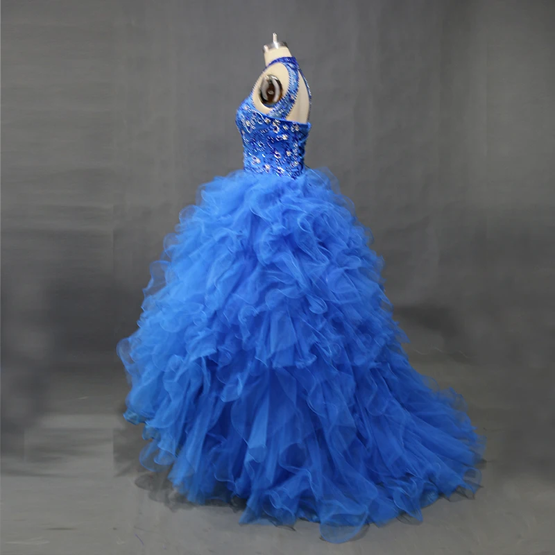 Высокое качество, vestido de formatura, Холтер, круглый вырез, vestidos de fiesta de noche, бальное платье с поясом, фатиновое платье, расшитое бисером, vestido, на шнуровке
