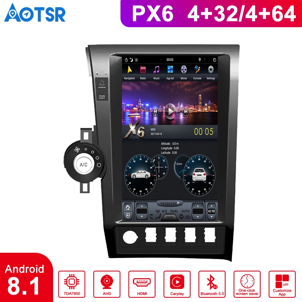 Discount Android 8.1 4GB RAM 64GB ROM Car GPS Navigation For Toyota Sequoia 2007-2013 headunit stereo multimedia player radio tape recorder Include Carplay For Toyota Tundra 2007-2013 5