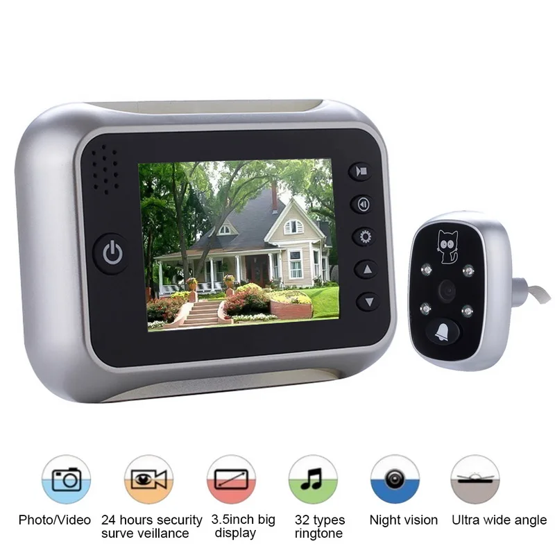 

3.5 Inch Door Bell Camera LCD Color Screen Door Eye Doorbell Electronic Peephole Door Camera Viewer Outdoor Door Bell