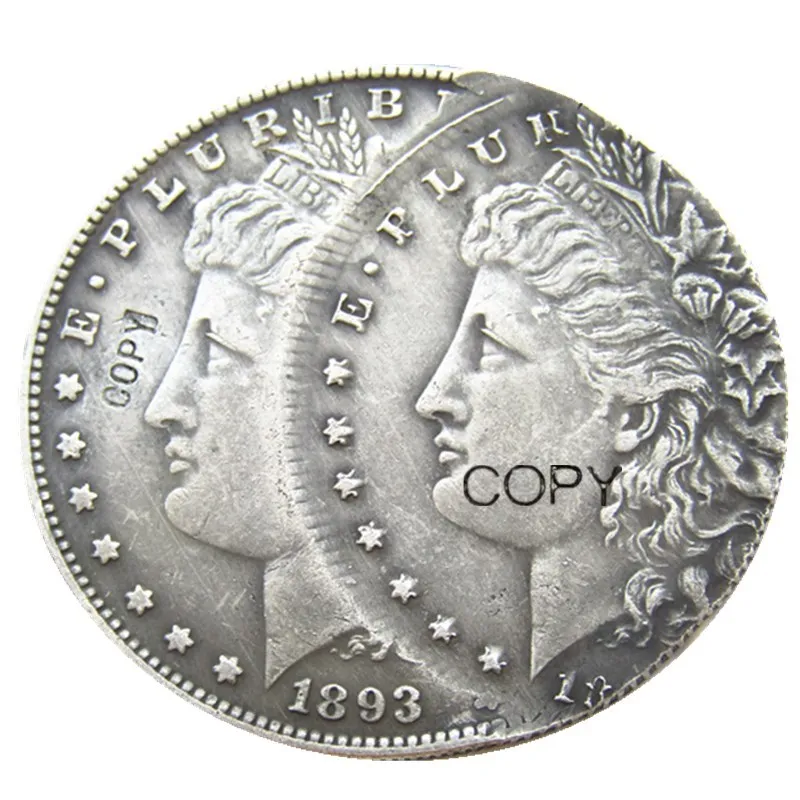

US 1893S Morgan Dollar Two Faces Error Silver Plated Copy Coin