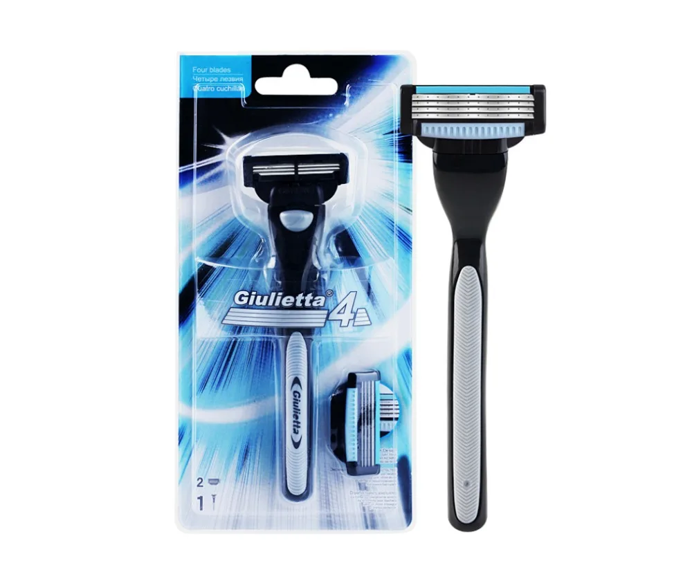 

Men's Razor 1 Handle+2 Cutter Blades Manual Shaving Men Razors Blade Shaving Hair Safety 4-layer Blades Razor with English Box