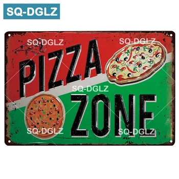 

[SQ-DGLZ] PIZZA ZONE Metal Sign Bar Wall Decoration Tin Sign Vintage Metal Signs Home Decor Painting Plaques Art Poster