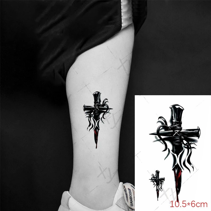 

Waterproof Temporary Tattoo Sticker Jesus Cross Nails Geometry Pattern Tattoo Sticker Flash Tattoo Fake Tattoo for Women Men