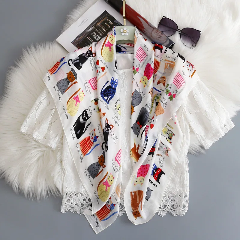 New 2024 Fashion Kerchief Small Silk Neck Scarf For Women Hijab Scarfs Female Shawls Bags Scarves Lady Bandana Foulard 4