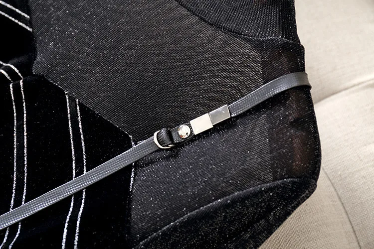 S-XL, большой размер, Полосатое черное бархатное платье, Женская Повседневная, Лоскутная, с длинным рукавом, рождественское платье, женское платье, Pull Femme Hiver