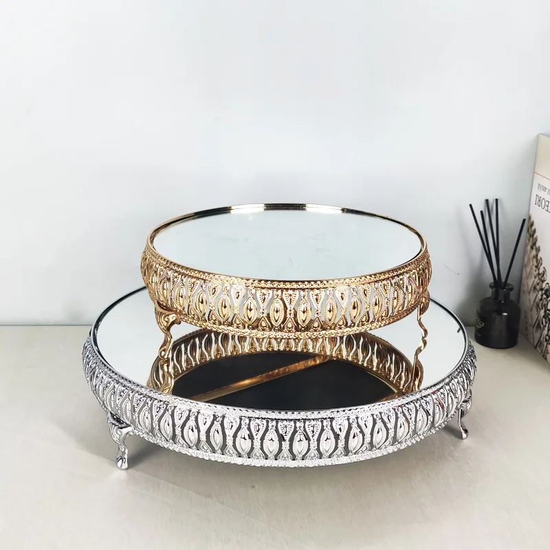 8"10" 12" 14" Metal wedding cake stand decoration party mirror tray metal dessert decoration cupcakes