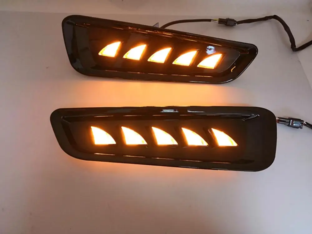EOsuns led drl дневные ходовые огни для Ford F150- с движущимися желтыми поворотниками